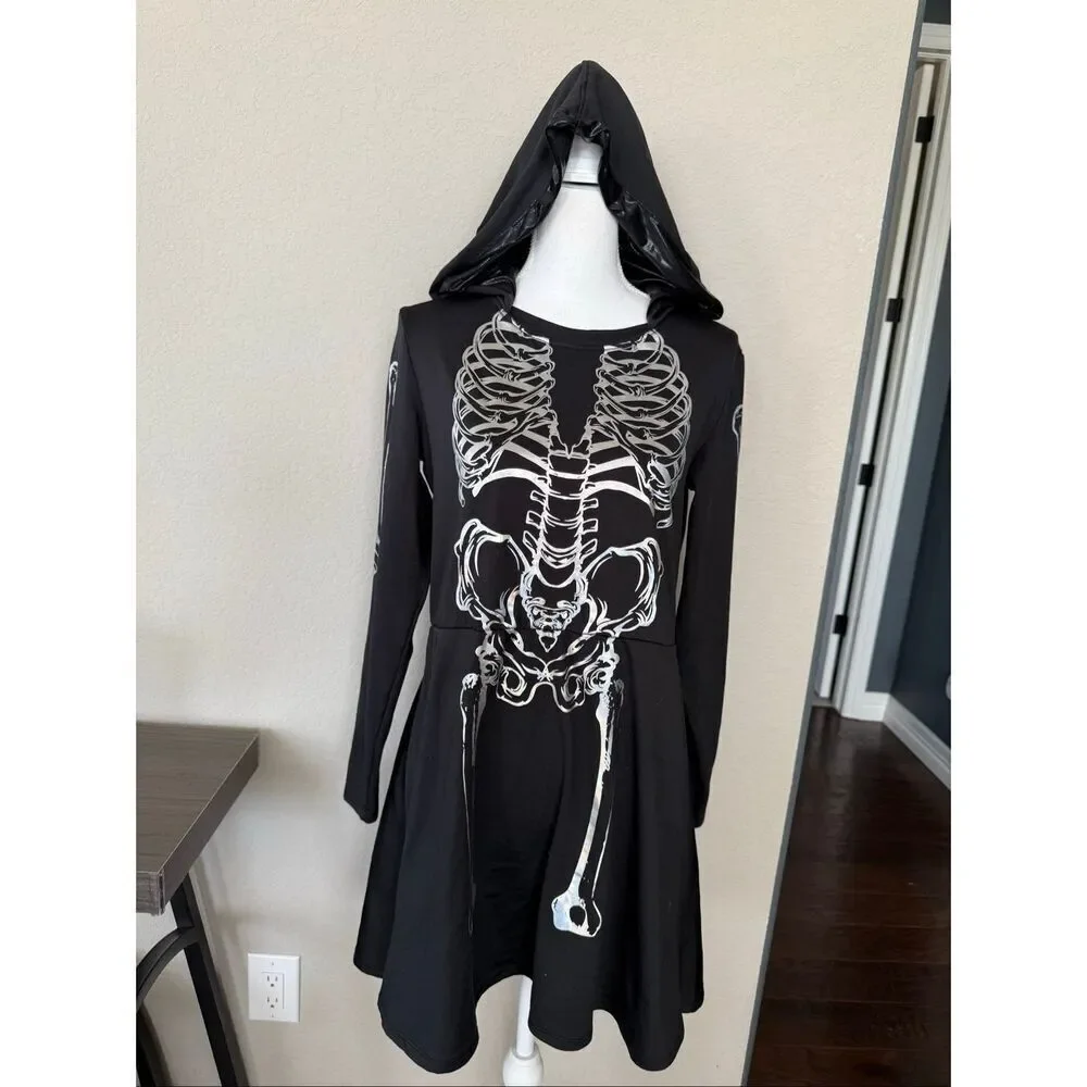 Spirit Halloween Hooded Skeleton Dress Costume XL